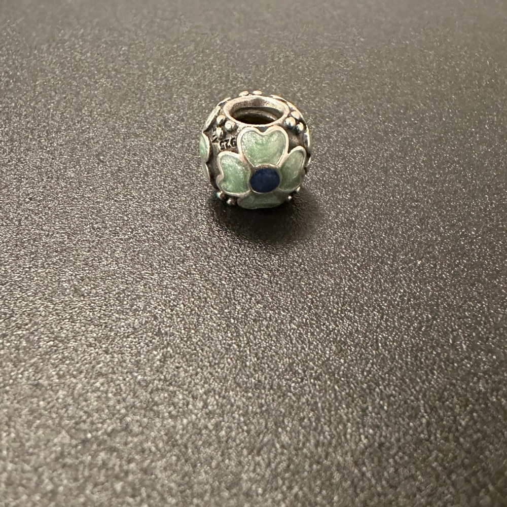 Pandora Green and Blue Flower Charm